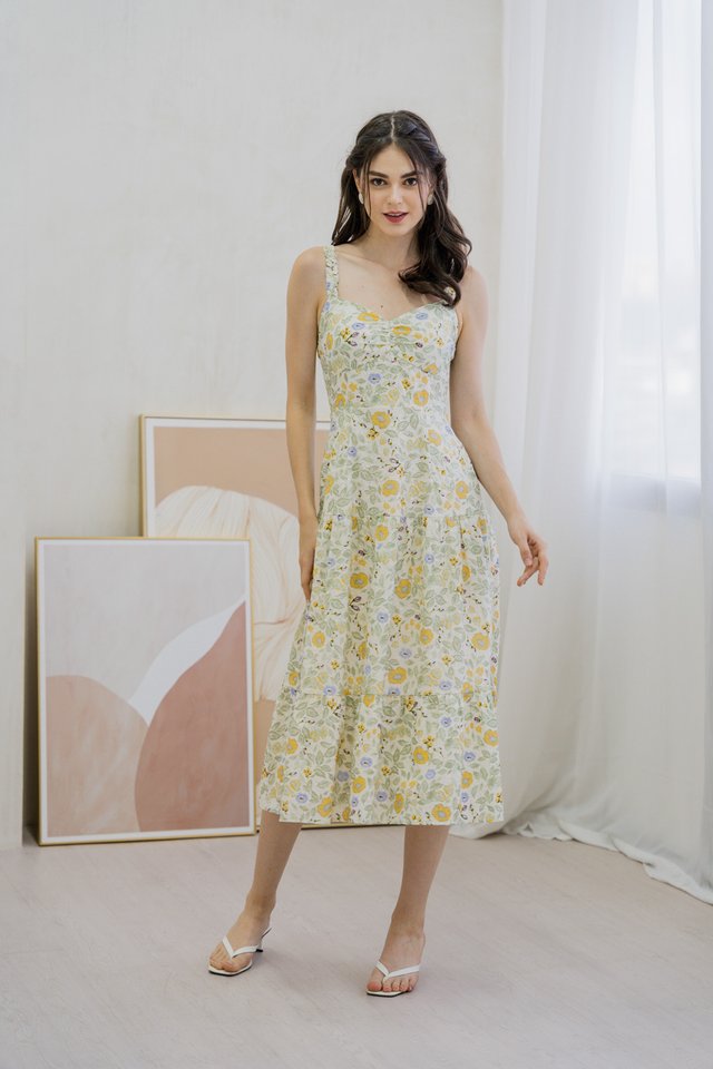 Jeanne Sweetheart Eyelet Midi Dress 
