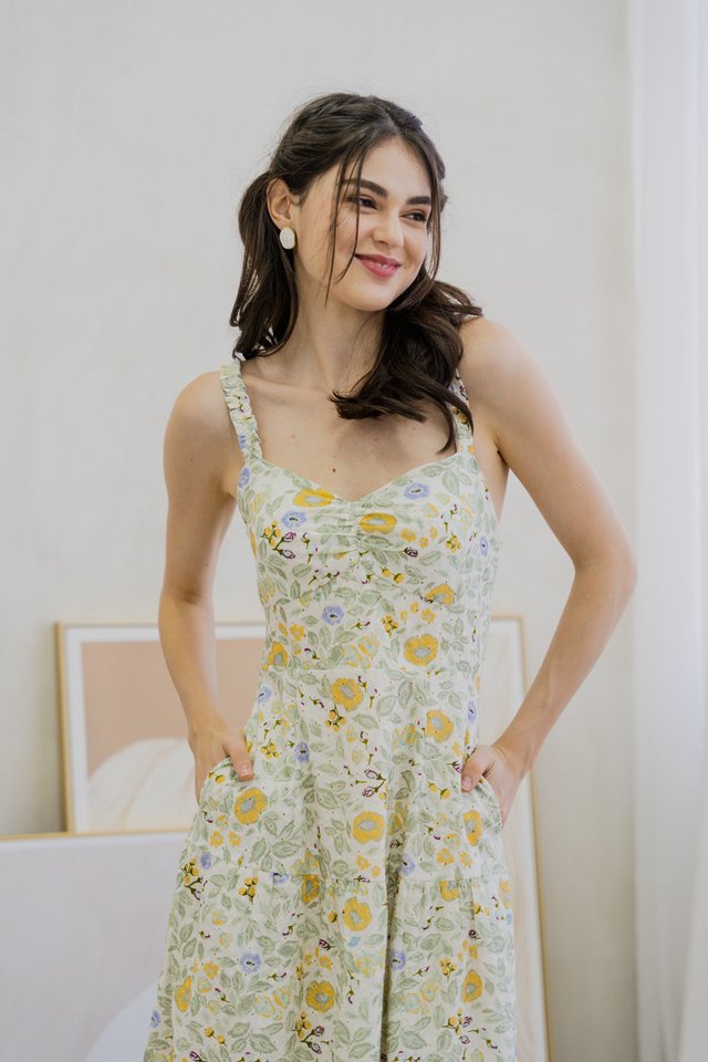 Jeanne Sweetheart Eyelet Midi Dress 
