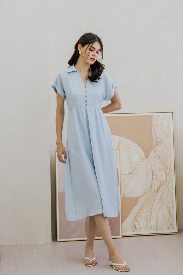Galene Button Shirt Midi Dress In Blue (XS)