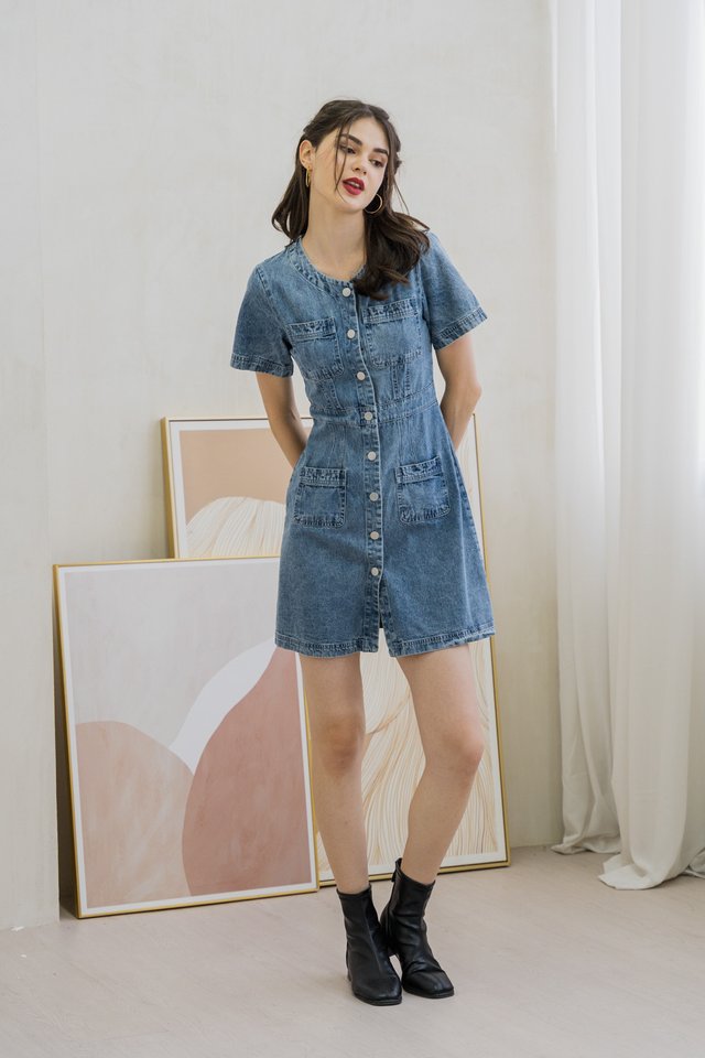 Kaylani Button Denim Dress (XS)