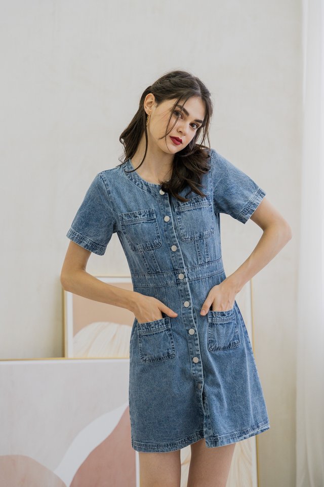 Kaylani Button Denim Dress (XS)