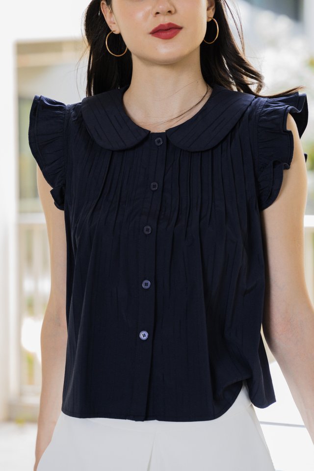 Laurel Peterpan Collar Top In Navy (XL)