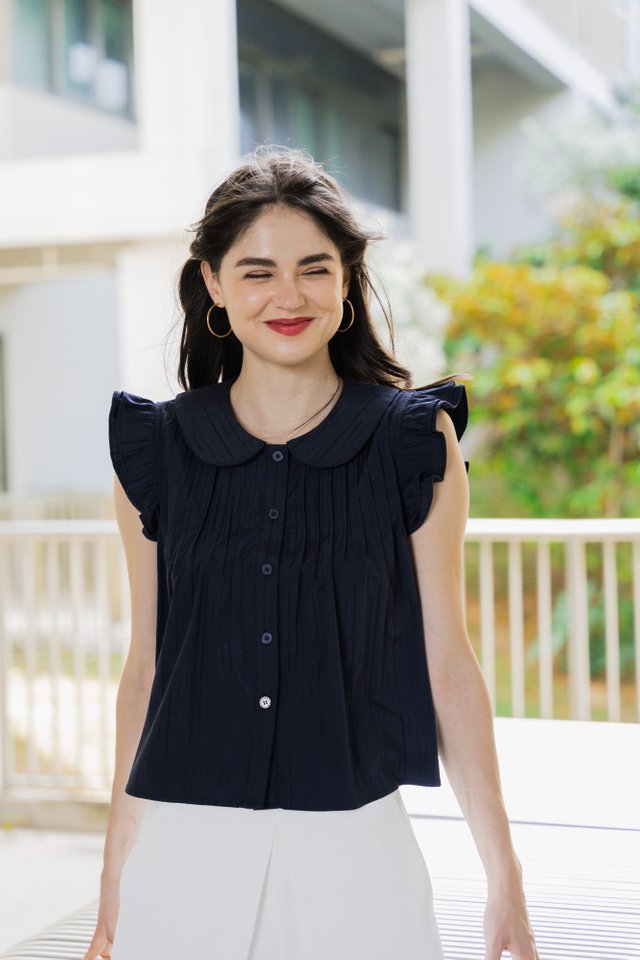 Laurel Peterpan Collar Top In Navy (XL)