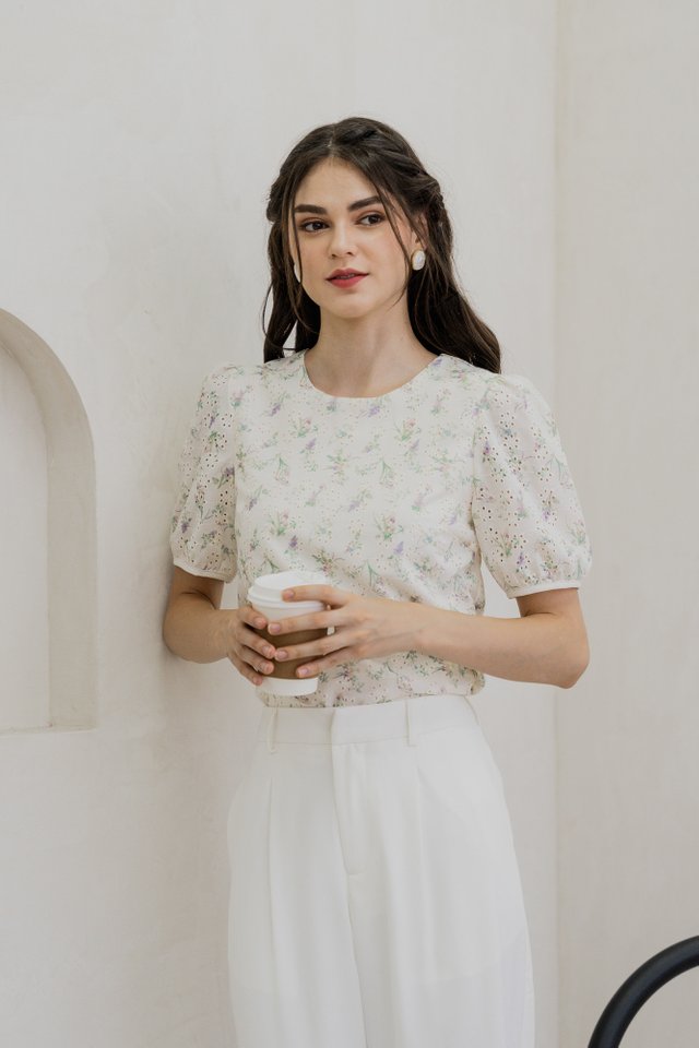 Nellie Eyelet Floral Top (XS)
