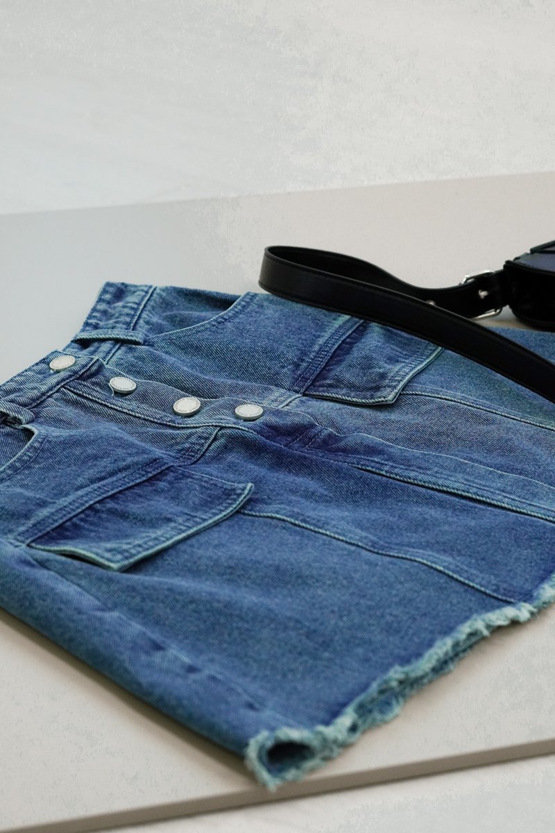 Luca Button Denim Skort (XS)
