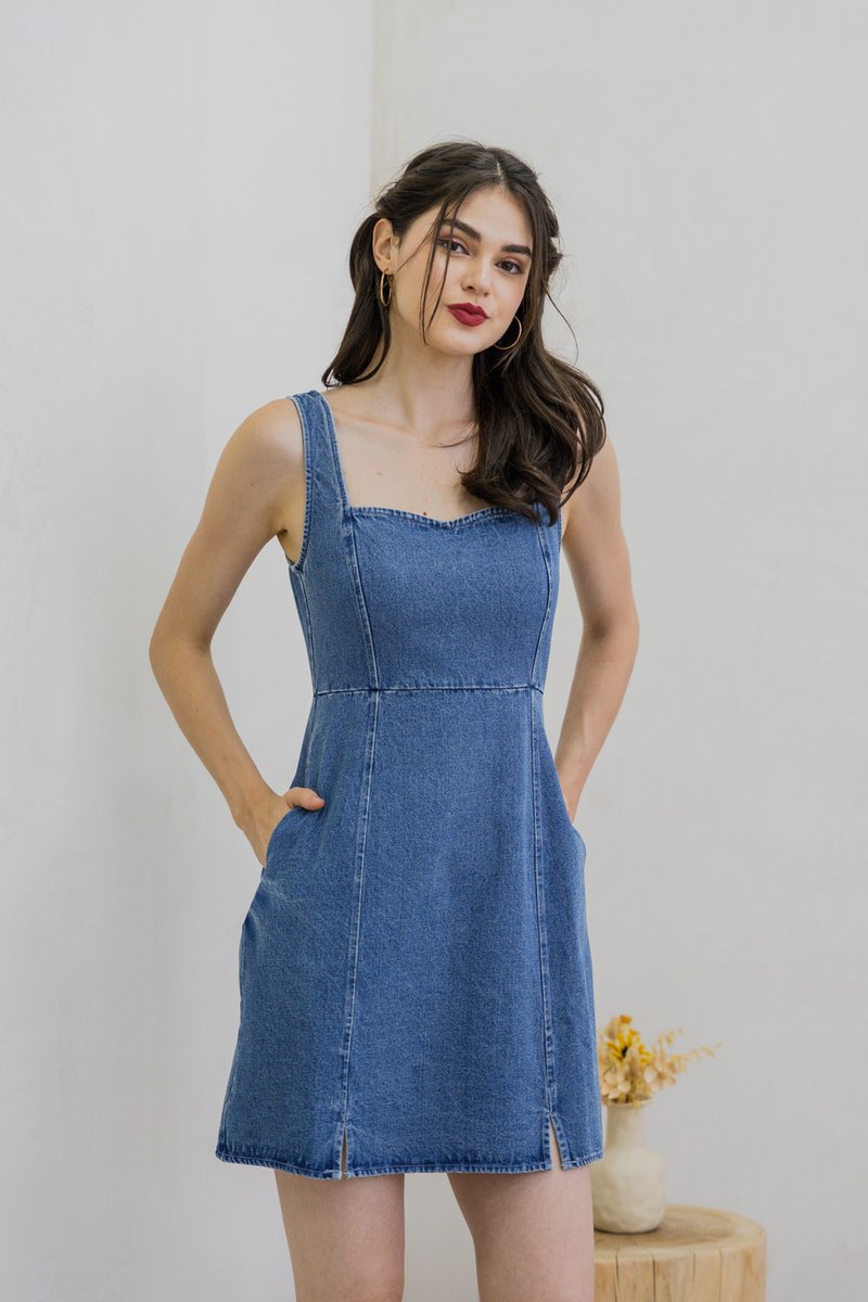 Mavis Denim Panelled Dress (XS)