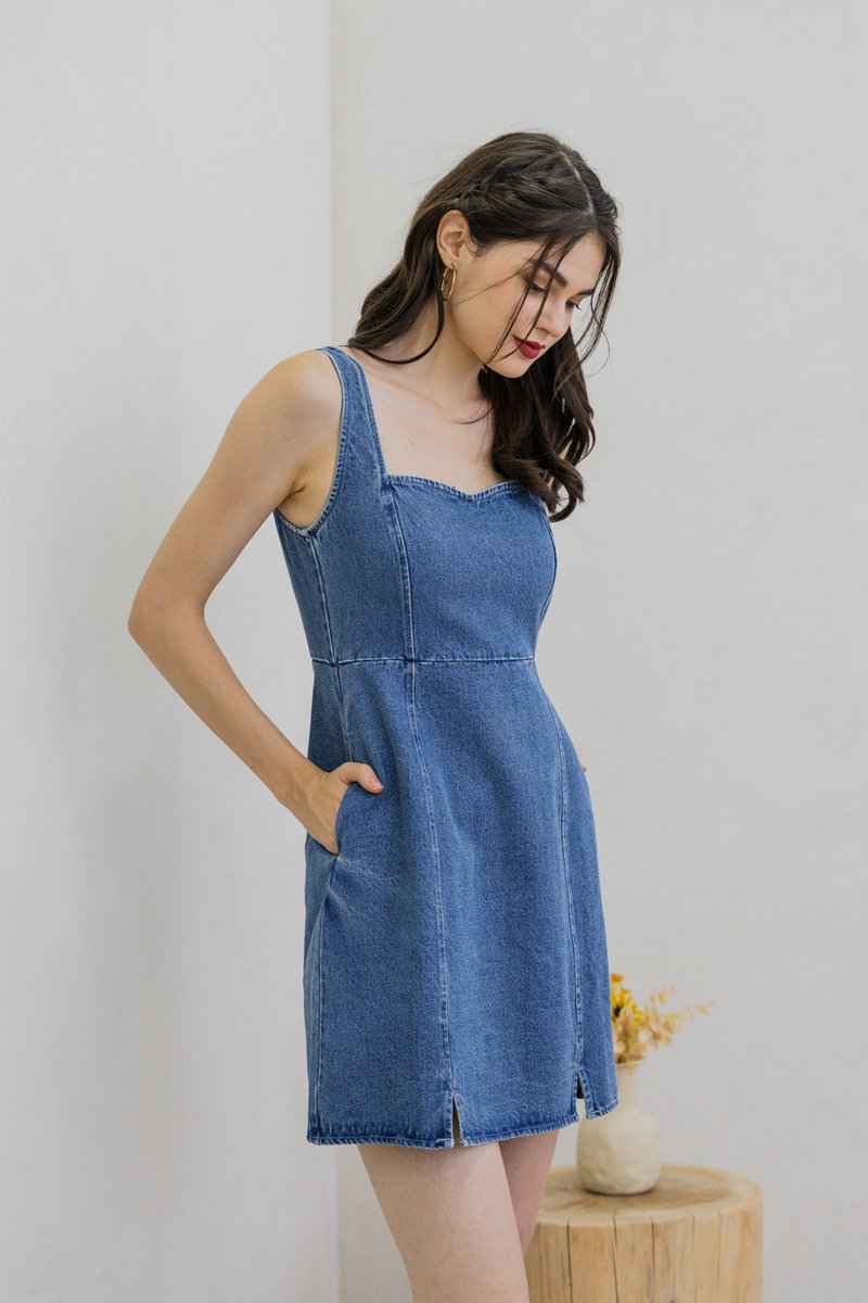 Mavis Denim Panelled Dress (XS)