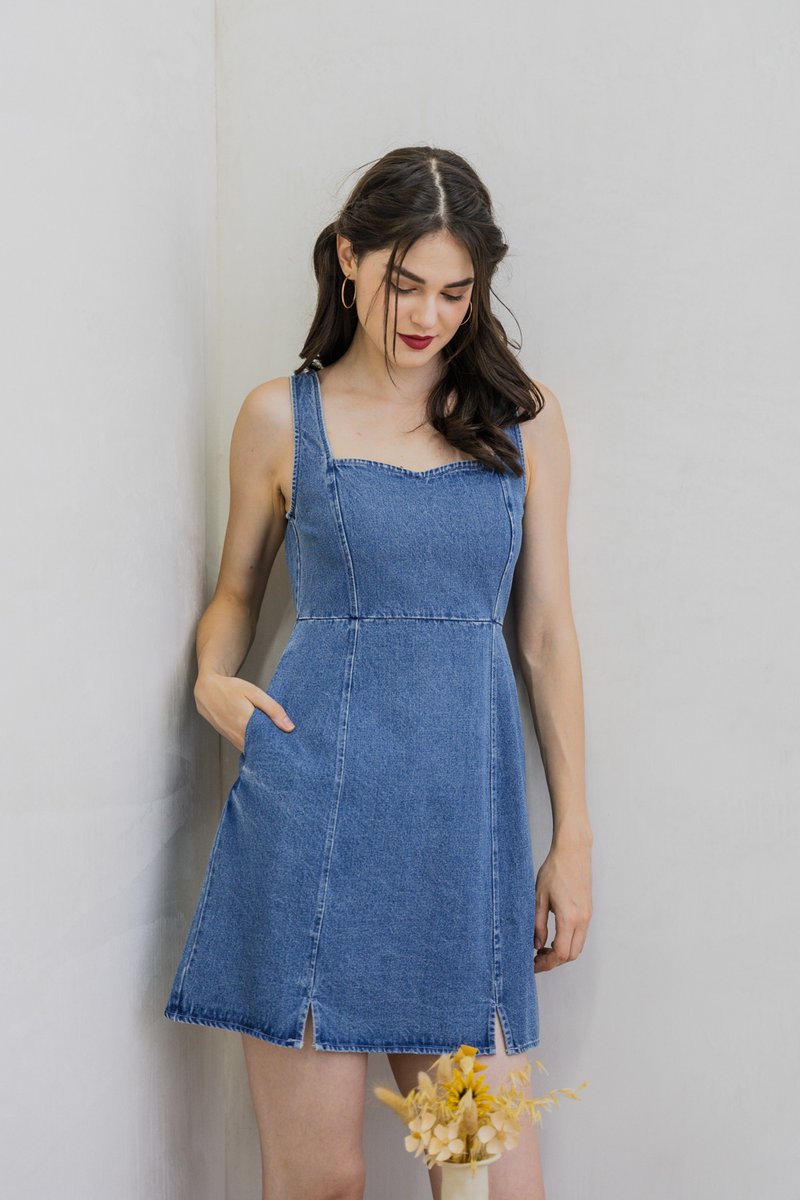 Mavis Denim Panelled Dress (XS)