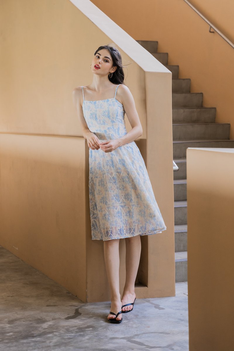 Nicolette Eyelet Camisole Midi Dress (M)