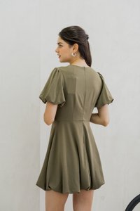 Belva Bubble Hem Dress In Olive (XS)