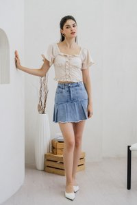 Petunia Denim Pleated Skort (XS)