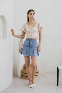 Petunia Denim Pleated Skort (XS)