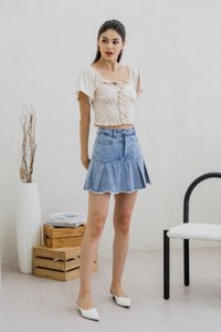 Petunia Denim Pleated Skort (XS)