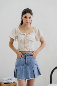 Petunia Denim Pleated Skort (XS)