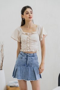 Petunia Denim Pleated Skort (XS)