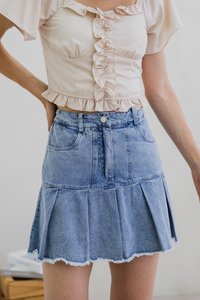 Petunia Denim Pleated Skort (XS)