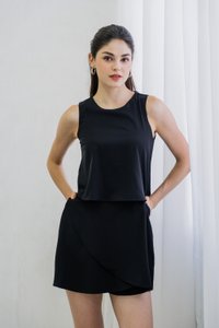 Evangeline Layered Romper In Black