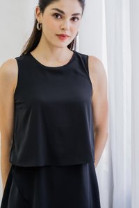 Evangeline Layered Romper In Black