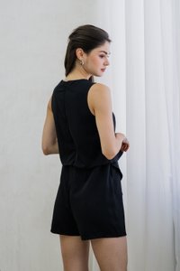 Evangeline Layered Romper In Black