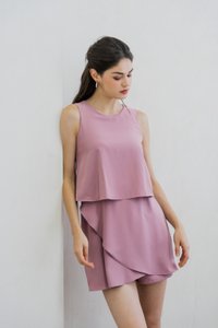 Evangeline Layered Romper In Pink