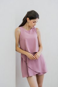 Evangeline Layered Romper In Pink