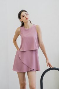 Evangeline Layered Romper In Pink