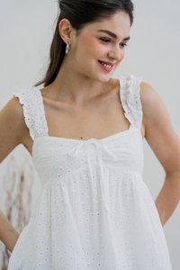 Crishelle Eyelet Ribbon Top In White (XL)