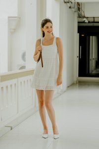 Kimia Eyelet Dropwaist Dress In White