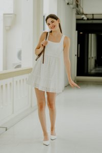 Kimia Eyelet Dropwaist Dress In White