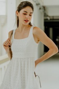 Kimia Eyelet Dropwaist Dress In White