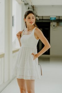 Kimia Eyelet Dropwaist Dress In White