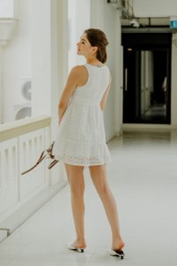Kimia Eyelet Dropwaist Dress In White
