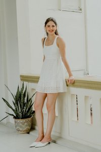 Kimia Eyelet Dropwaist Dress In White