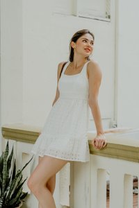 Kimia Eyelet Dropwaist Dress In White