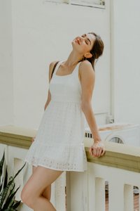 Kimia Eyelet Dropwaist Dress In White