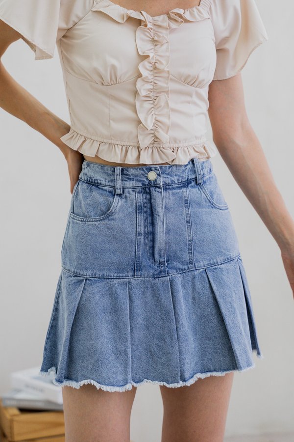 Petunia Denim Pleated Skort (XS)