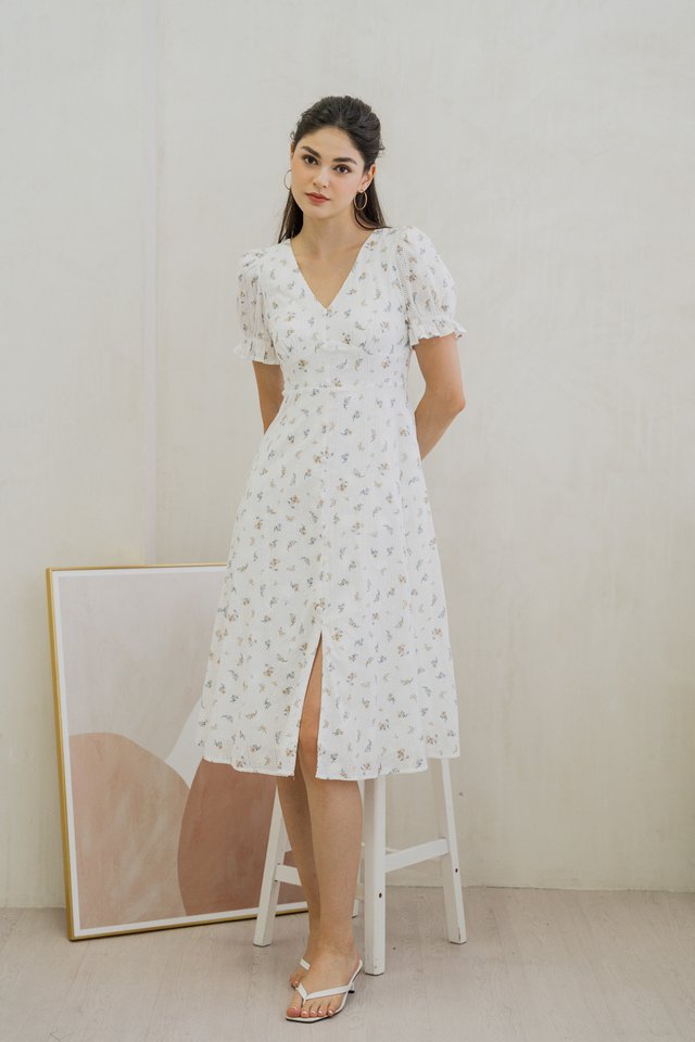 Juliet Floral Eyelet Midi Dress (XS)