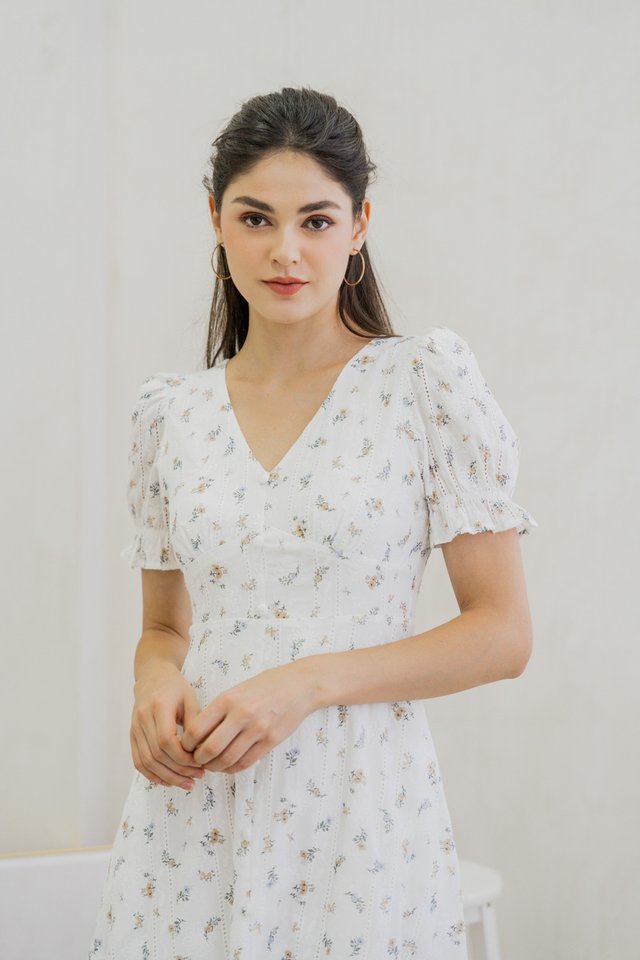 Juliet Floral Eyelet Midi Dress (XS)