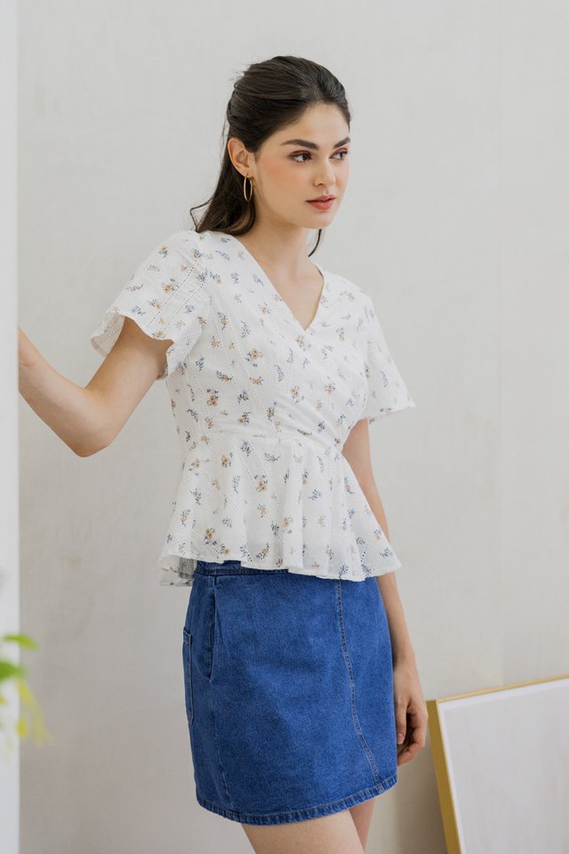 Juliet Floral Eyelet Peplum Top