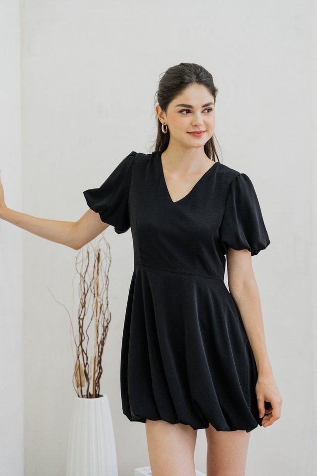 Belva Bubble Hem Dress In Black