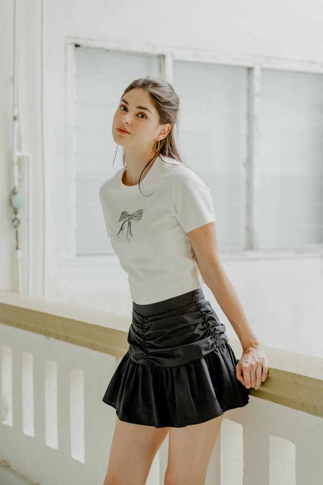 Inez Ribbon Cotton Top In White