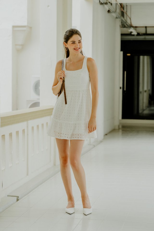 Kimia Eyelet Dropwaist Dress In White