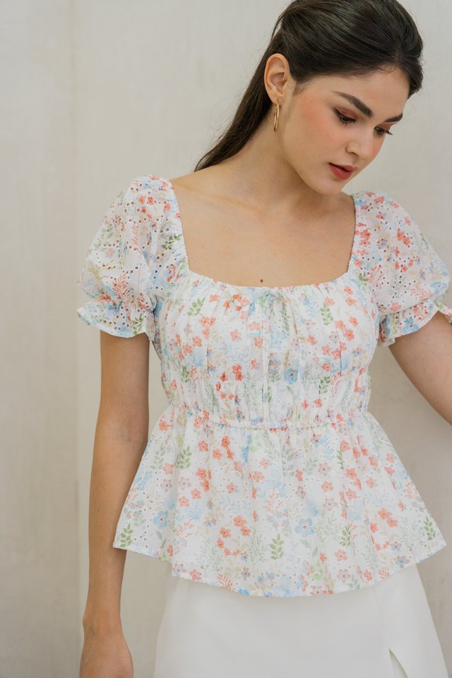 Corinne Eyelet Babydoll Top 