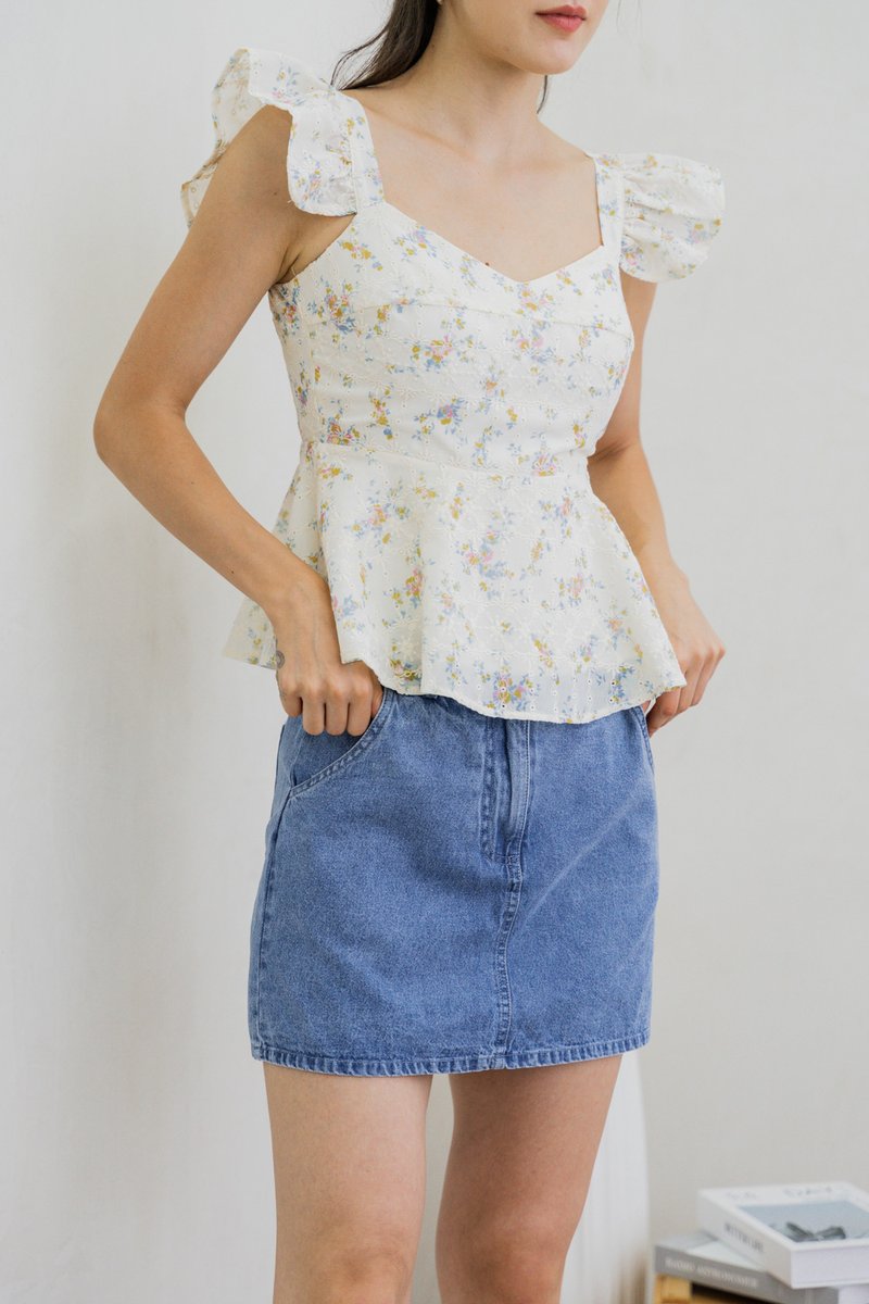 Peony Denim Pocket Skort (XS)