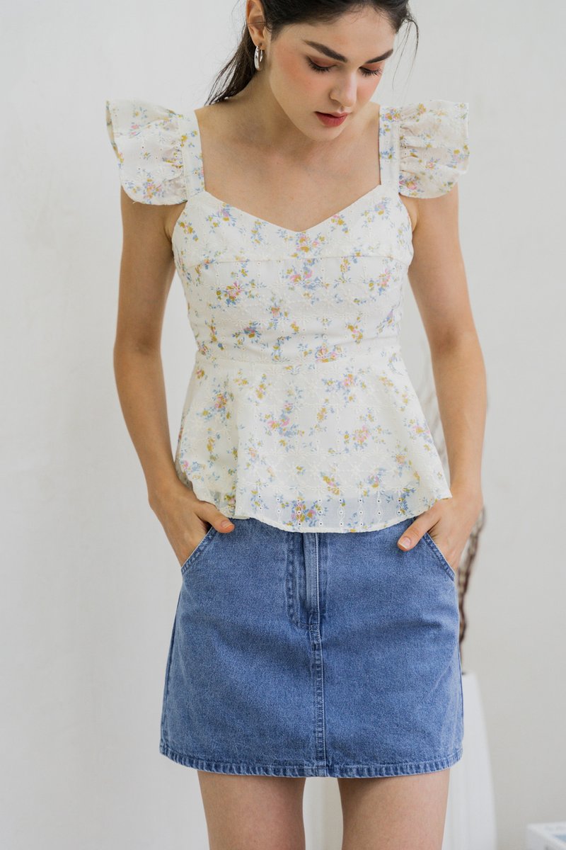 Peony Denim Pocket Skort (XS)