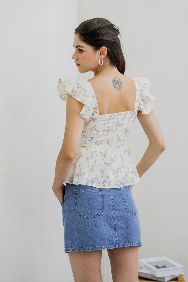 Peony Denim Pocket Skort (XS)