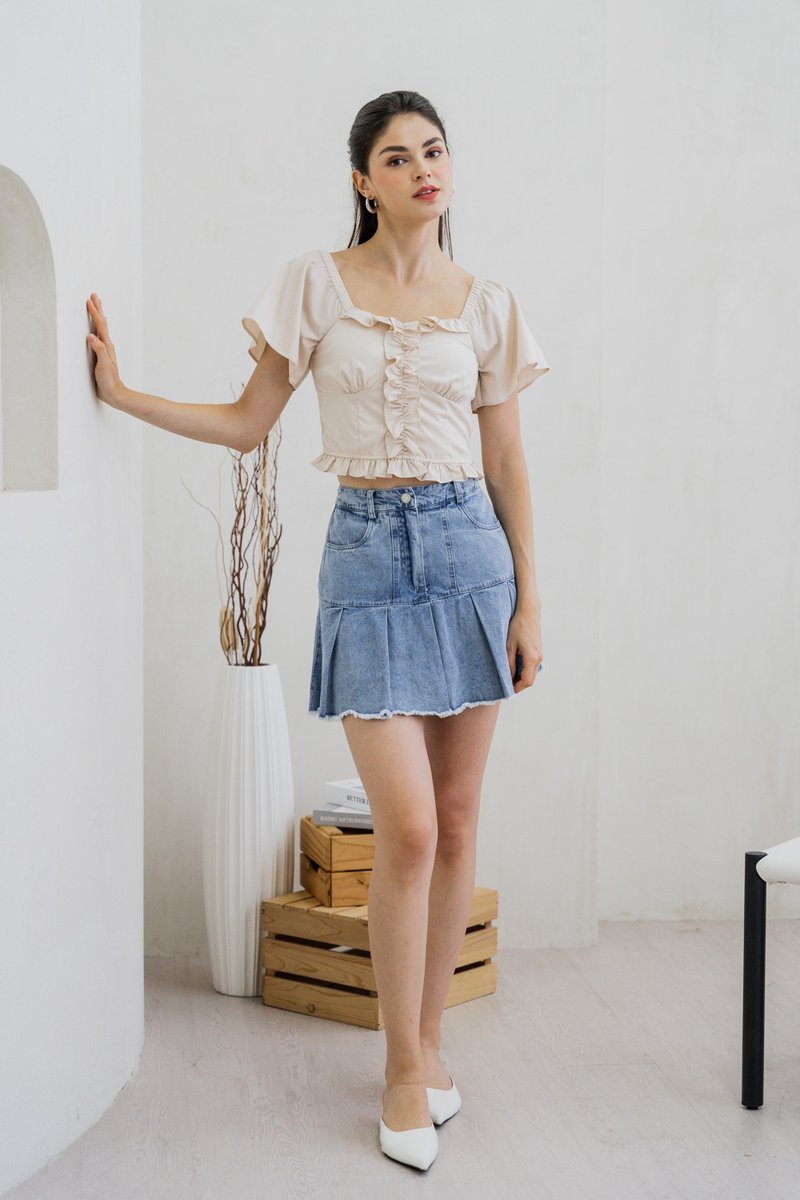 Petunia Denim Pleated Skort (XS)