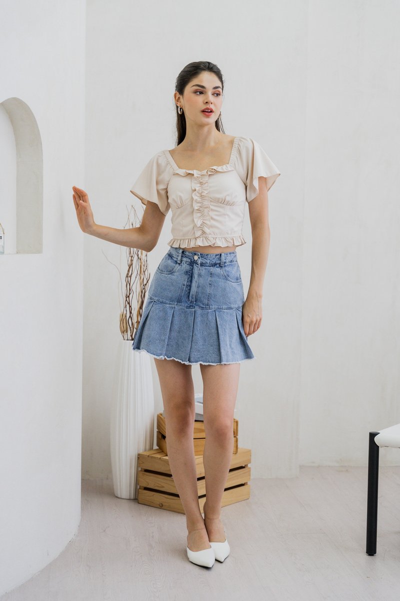 Petunia Denim Pleated Skort (XS)