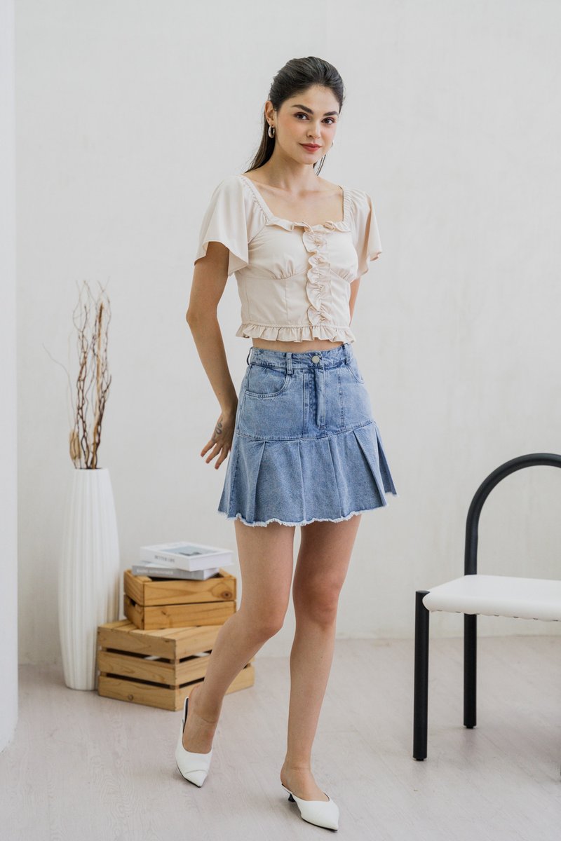 Petunia Denim Pleated Skort (XS)