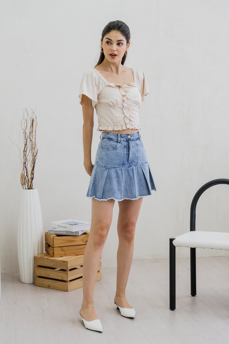 Petunia Denim Pleated Skort (XS)